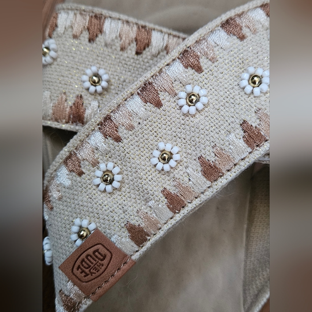 Womens Hey Dude Christi Embroidered Sandals with beaded floral detail - Picture 2 of 5